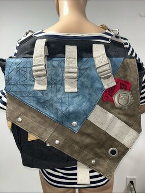 Destiny 2 Messenger Canvas Backpack in Blue, Olive, and Cream